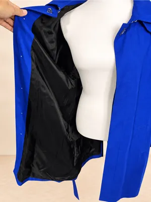 Ralph Lauren Cobalt Blue Belted Long Trench Coat thumbnail 9