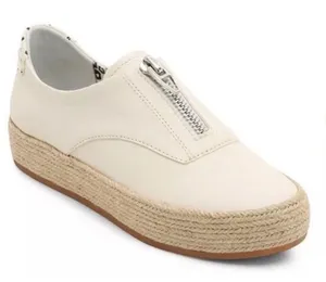 Dolce Vita Sz 6.5 White‎ Leather Platform Espadrille Slip On Shoes Zipper Front thumbnail 1