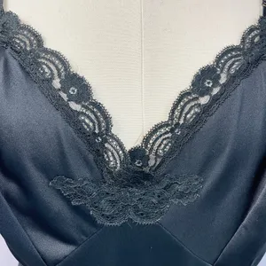 Vintage 50s Shadowline Women Slip Dress Size 42 Black Lace Trim Pinup Coquette thumbnail 5
