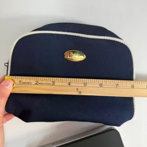 Vintage Christian Dior Parfums Cosmetic Make Up Bag Pouch Canvas Navy‎ Blue thumbnail 10