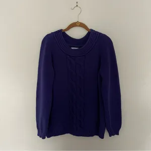 Cable Knit Sweater Deep Blue Purple size XL thumbnail 2