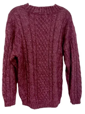Paris Sport Club Mohair Cable knit Sweater Berry Cottagecore SZ M 90’s Y2K thumbnail 4
