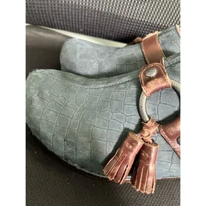 Women's Dansko Shandi Blue Suede Platform Clogs Tassel 38 US 7.5 thumbnail 6