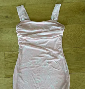 Gorglitter - Ruched Topm Sleeveless Bodycon Midi Dress in Pink & White thumbnail 2