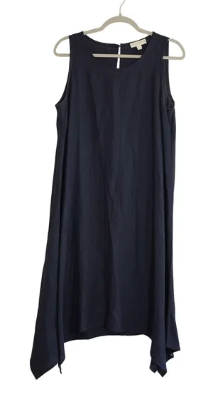 Cynthia Rowley Navy Blue Linen Blend Shift Dress Handkerchief Hem Sleeveless thumbnail 1