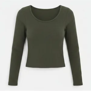 No Boundaries Womens Top Sz S Green Seamless Rib Knit Crop Long Sleeve Casual thumbnail 1