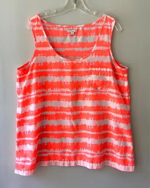 Gap‎ Sz L Orange White Tie Dye Tank Top Shirt Chest Pocket Sleeveless thumbnail 1