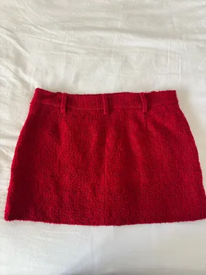 Zara Tweed Mini Skirt Red thumbnail 3