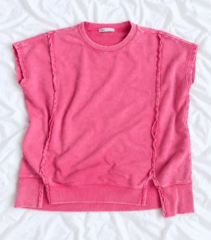 Zenana Pink Washed Oversized Sweatshirt – S/M thumbnail 1
