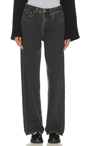 Rag & Bone Featherweight Logan Wide Leg Roya‎ Jeans Black Washed Womens 32 thumbnail 1