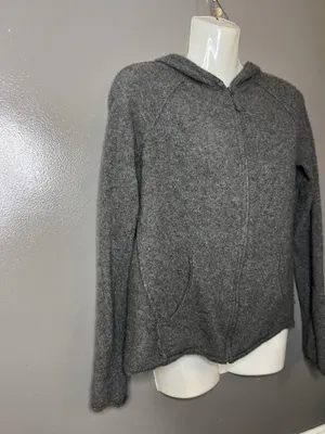 360 Cashmere Sweater Womens Small Gray 100% Hooded Full Zip Star Back Hoodie thumbnail 3