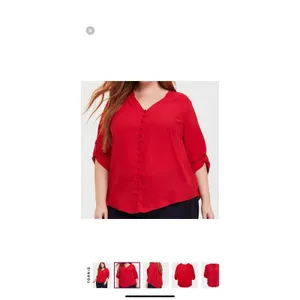 Torrid Harper Red Floral Georgette 3/4 Sleeve‎ Pullover Blouse Size 3X thumbnail 7