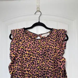 LOFT‎ Large Leopard Print Cutout Back Ruffe Top Y2K Glam Indie Sleaze thumbnail 6