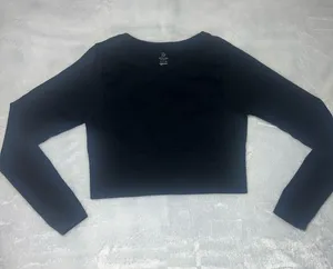 Offline by Aerie Black Cropped Long-Sleeve Top thumbnail 1