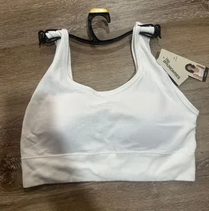 No Boundaries White Ribbed Scoop Bralette Top thumbnail 1