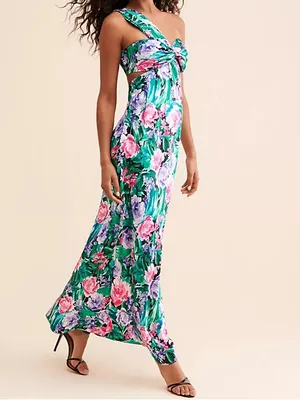 Free People Audette Studios Women’s Floral Printed Cutout Maxi Dress Multi Sz L thumbnail 16
