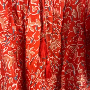 CLEOBELLA Mylah Blouse block print orange/red/white organic cotton top size xs thumbnail 5
