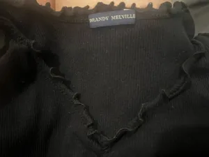Brandy Melville black tank top with ruffled straps and hem thumbnail 5
