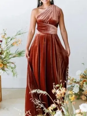 Revelry Micah Convertible Velvet Dress in Terracotta thumbnail 2