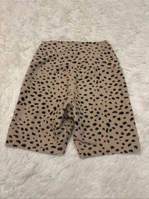 Beach riot High-Waist Beige & Black Cheetah Print Bike Shorts thumbnail 2