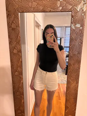 ZARA White Denim Shorts thumbnail 4