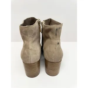 Blondo Booties Size 8 Tan Cow Suede Ankle Boots Block Heel Pull On Side‎ Zip thumbnail 6