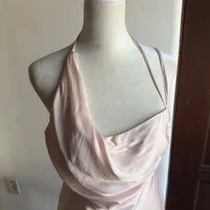 BARDOT Astrid Pink Satin Asymmetrical Fit & Flare Strappy Mini Slip Dress Small thumbnail 3