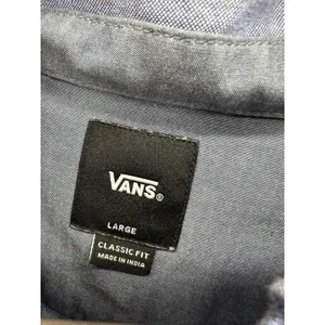 Vans Mens Large Blue Palm Tree Embroidered Short Sleeve Button Down Shirt Vaca thumbnail 4