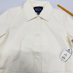 Scoop Cream Faux Leather Utility Trench Coat Womens Size M Longline Jacket NEW thumbnail 3