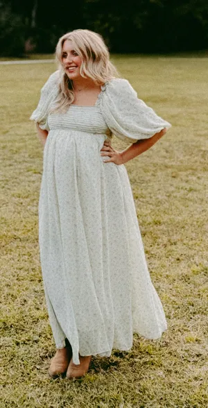 Floral maxi puff sleeve dress thumbnail 1
