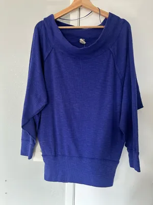 Free People We The Free Off the Shoulder - Palisades Blue Large thumbnail 1