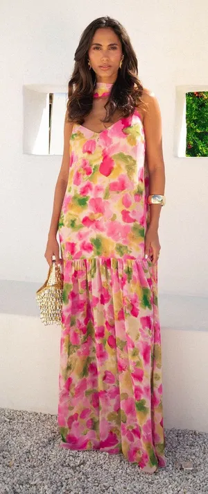 Show Me Your Mumu Dalia Maxi Dress size Small S watercolor floral thumbnail 1