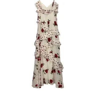 Y2K‎ Romantic Rose Floral Tiered Ruffle Maxi Dress Fairy Coquette S NWT thumbnail 2