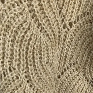 ONLY Our Story S Sweater Beige Havana Long Sleeve Pullover Pointelle Knit Tan thumbnail 4