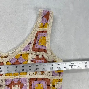 Rebellion Again Crochet Crop Top Granny Square Knit Sleeveless‎ XS thumbnail 2