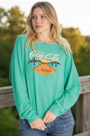 NWT WILDFOX Travel Refreshed Graphic Sweatshirt In Hollywood Green thumbnail 1