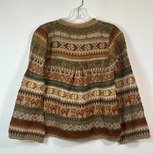 Inka Tradition Baby Alpaca‎ Hand Made Peru Fair Isle Llama Knit Cardigan Sweater thumbnail 2