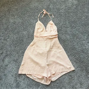 Le Lis Blush Peach Halter Romper thumbnail 2