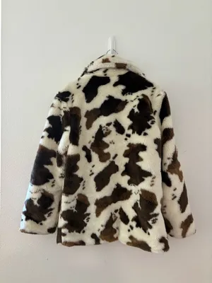 Blank nyc cow print faux fur coat thumbnail 3