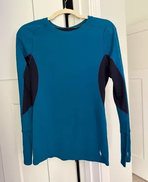 Smartwool Teal Navy Long Sleeve Layering Top Wool thumbnail 1