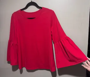SHEIN Women’s Red Bell-Sleeve Top Small thumbnail 1