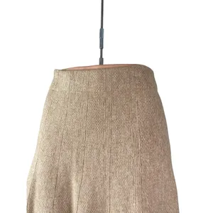 NEW Commense Beige Knit High Waisted A Line Flare Pleated Midi Skirt Size S thumbnail 3