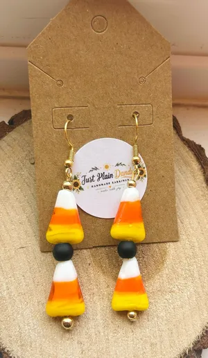 Halloween Candy Corn Earrings Handmade Fall Jewelry Spooky Festival Gift thumbnail 1