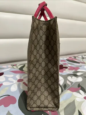 Gucci PVC GG Supreme Tote with Pink Leather Handles thumbnail 5