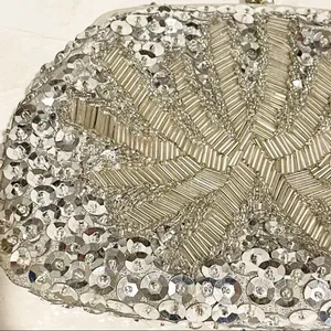 La Regale Vintage Small Silver Beaded Sequin Shoulder Bag‎ Evening Purse thumbnail 3
