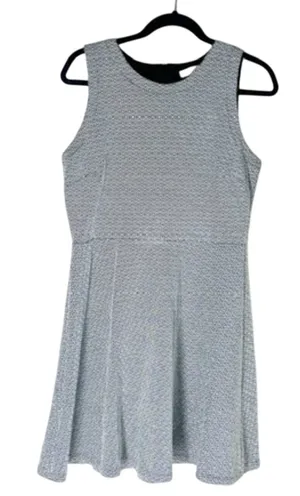 LOFT Black White Geometric Double Knit Jacquard Dress 8 thumbnail 1