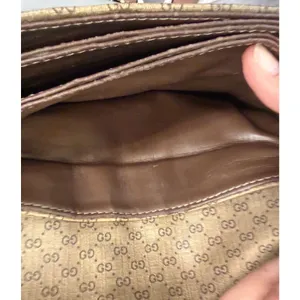 Micro GG gucci Web Stripe Flap Crossbody Bag | Tan Leather & Beige Canvas thumbnail 8
