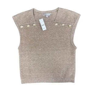 NEW J. Crew Sweater Shell with Buttons Sleeveless Merino-Linen Blend Top Medium thumbnail 2