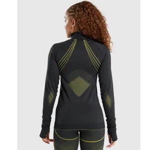Gymshark Apex Seamless 1/4 Zip Black Yellow Long Sleeve Athletic Top Women's M thumbnail 3