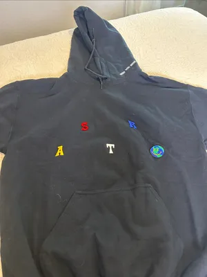 Astroworld Black Hoodie with Embroidered Letters thumbnail 1